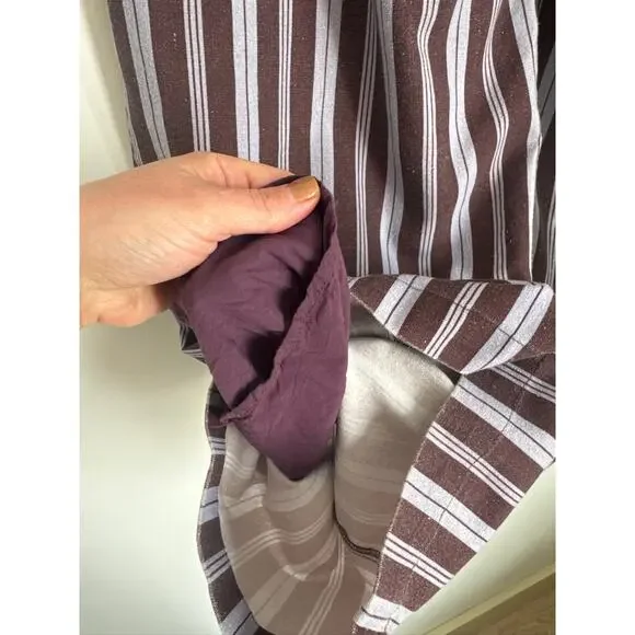 Peppermayo Fresh Face Linen Low Rise Baggy Pants in Brown and Purple Stripes, 4 - Picture 6 of 8
